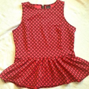 Sz L large peplum top cute zipper detail